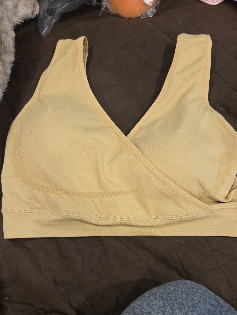 Nursing Sleep Bra Seamless Wrap Beige Sz L